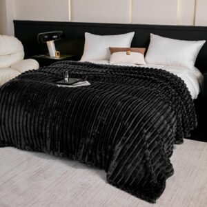 Pătură cocolino reiată 200x230 cm, negru