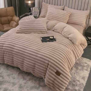 Lenjerie de pat cocolino pufoasă 4 piese cu elastic, bej