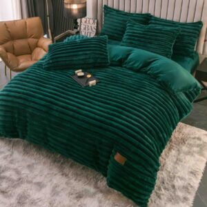 Lenjerie de pat cocolino pufoasă 4 piese cu elastic, verde smarald